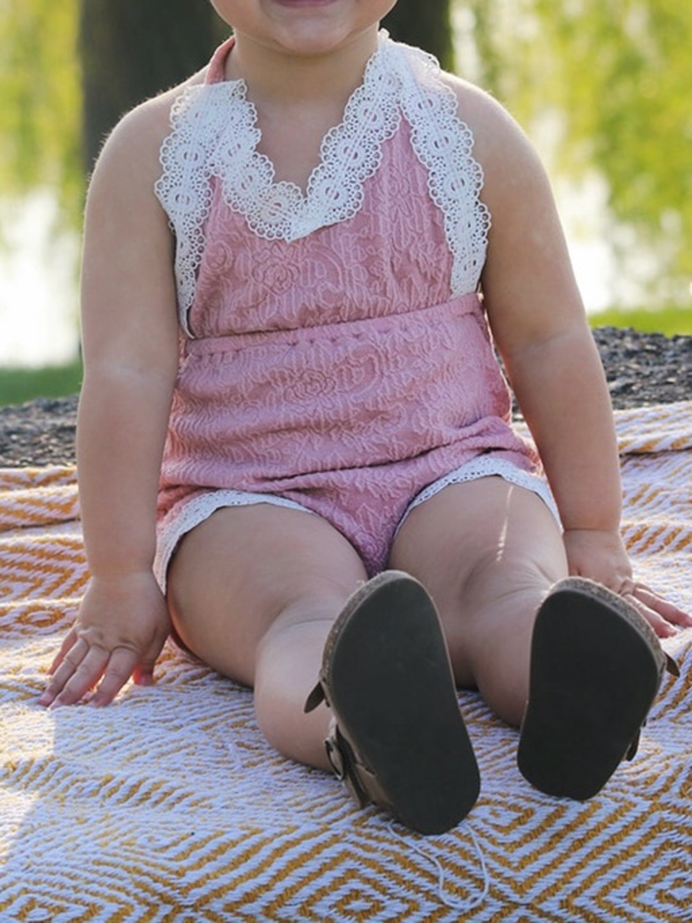 5/$20 Bailey’s Blossoms | Pink Lace-Trim Romper